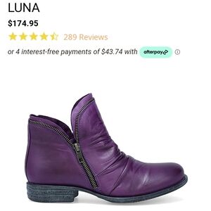 Miz Mooz Purple Luna Zipper Boot size 8.5